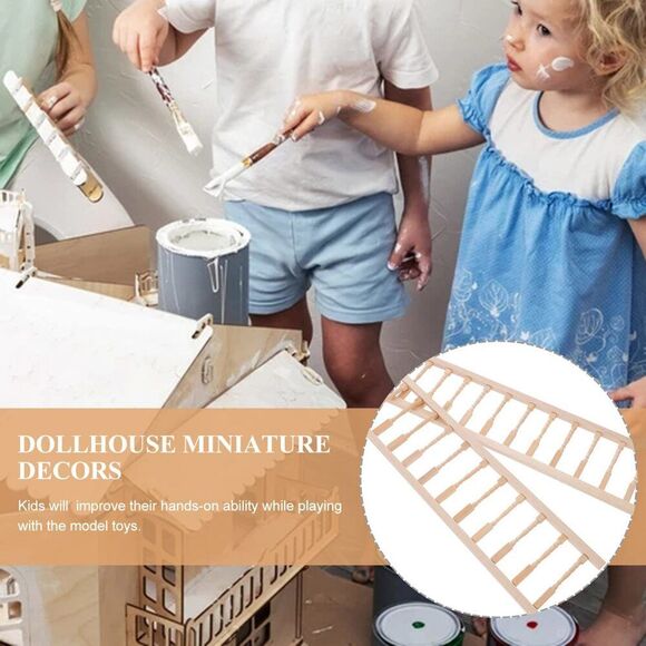 Veemoon 2Pcs House Railing Furniture Props Decoration Fence Wooden Armrest Mini - Picture 9 of 9